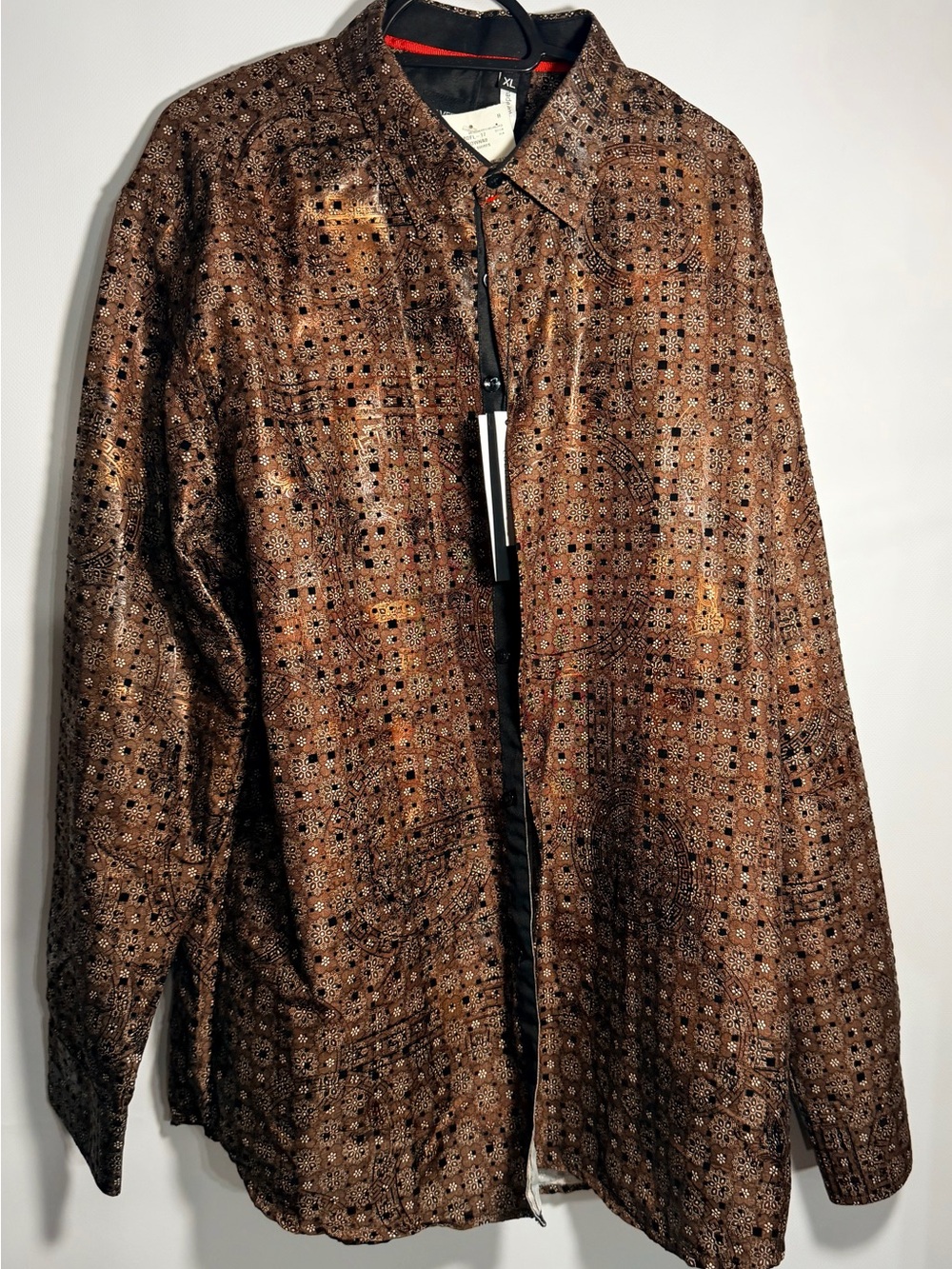 Men's Brown Patterned Casual Button-Down Shirt